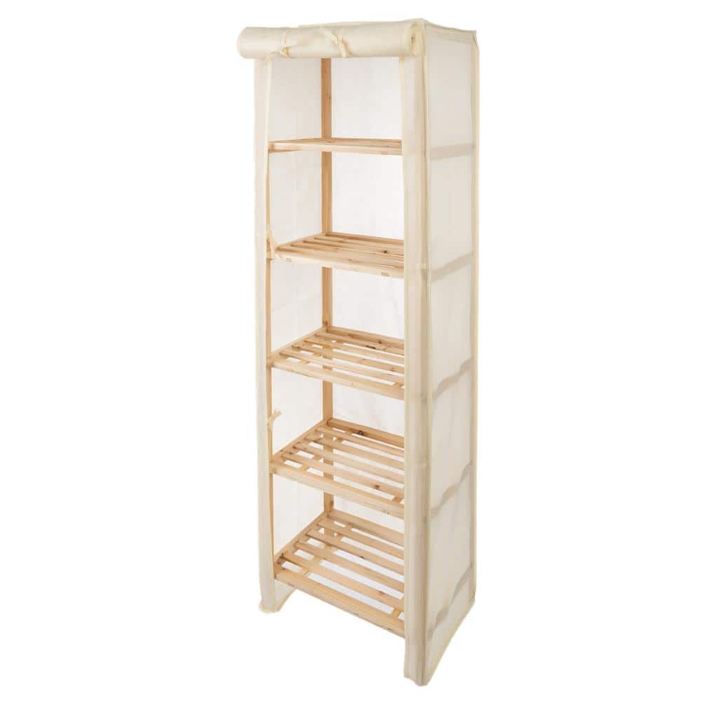 5-Tier Wooden Shelving Unit with Removable Cover - Hercitys