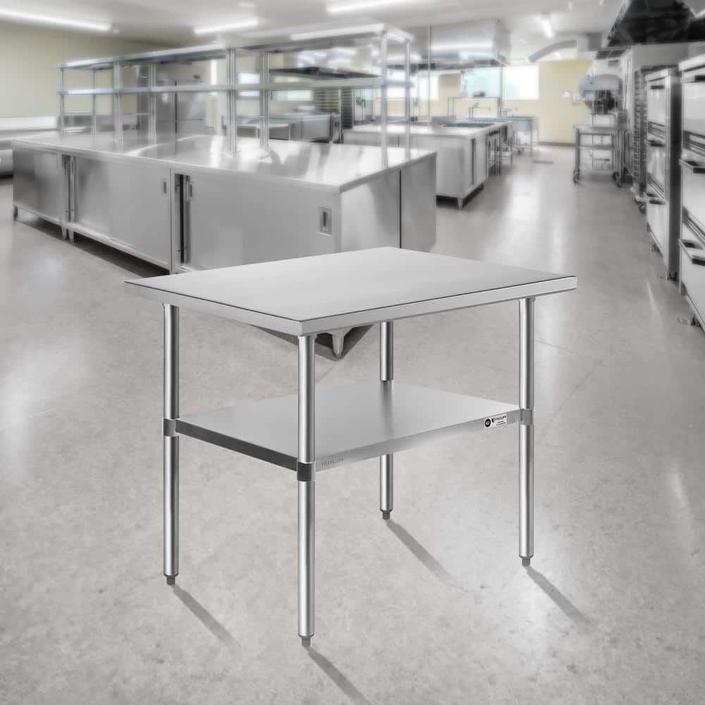 24 in. x 36 in. Stainless Steel Kitchen Prep Table with Bottom Shelf - Hercitys