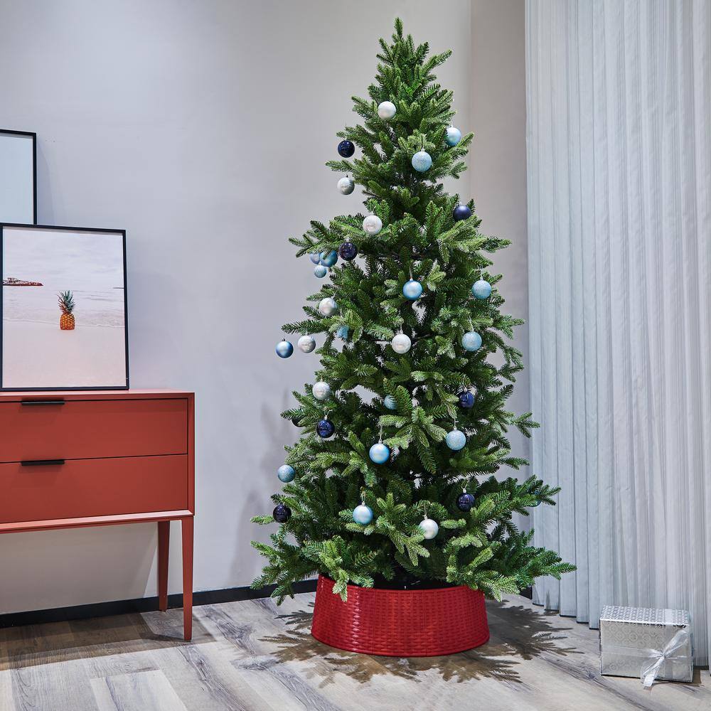 21 in. Red Rattan Pattern Medium Christmas Tree Collar - Hercitys