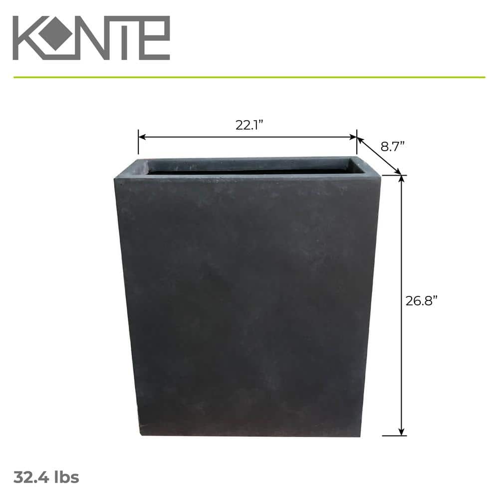 26.8 in. Tall Charcoal Lightweight Concrete Modern Long and High Rectangle Planter - Hercitys
