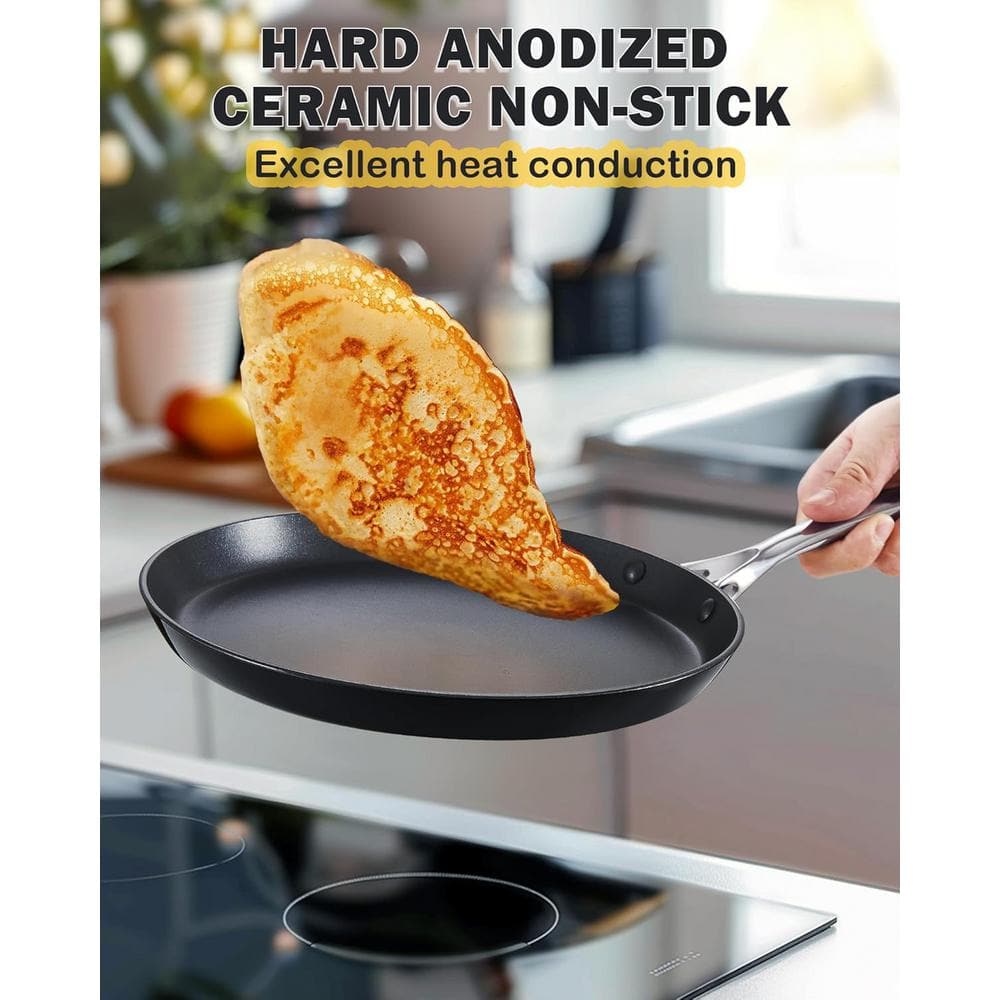 10.5 in. Hard Anodized Aluminum Nonstick Griddle Crepe Pan - Hercitys