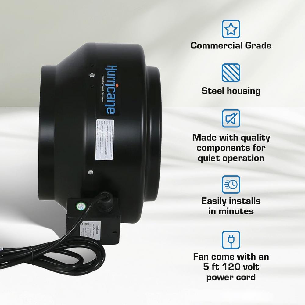 10 in. Commercial Grade Inline Wall Mount Fan for HVAC and Ventilation Uses - Hercitys