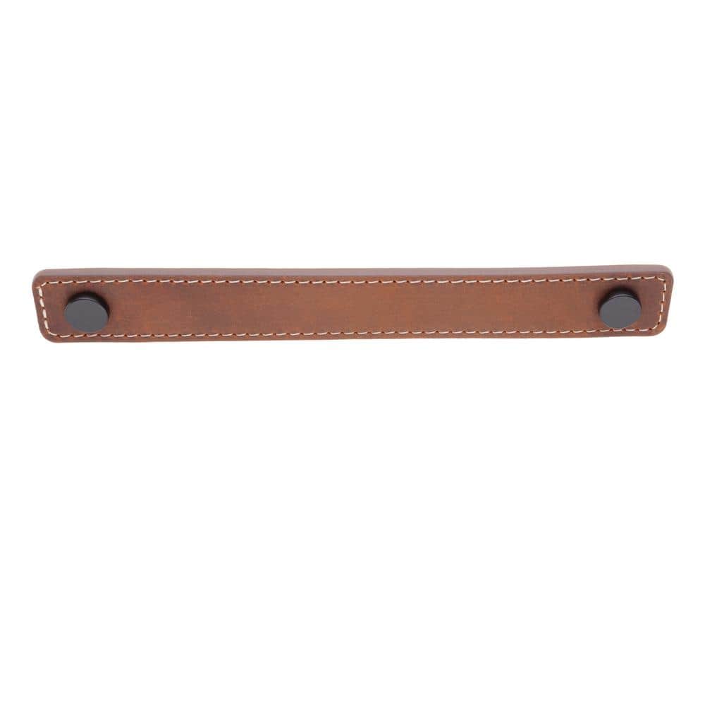 2-Pack Saddle Leather 6 in. (152 mm) Center-to-Center Rustic Matte Black Drawer Pull - Hercitys