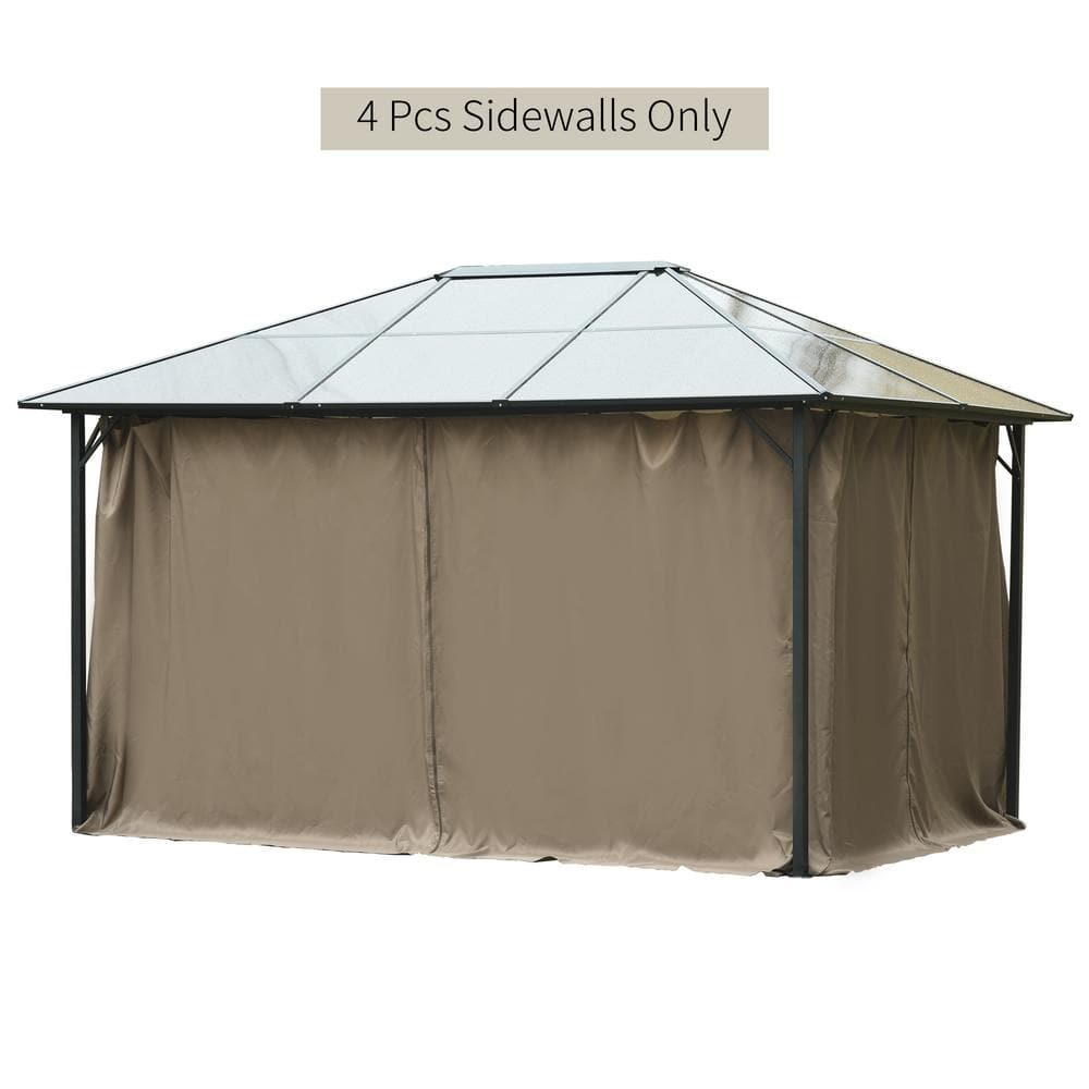 4-Piece Universal Gazebo Sidewall Set with Panels, Hooks, C-Rings Included for Pergolas and Cabanas, Dark Brown - Hercitys