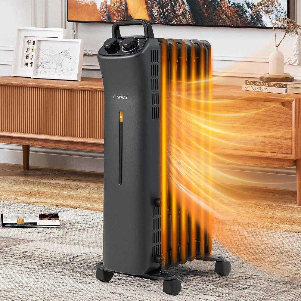 1500-Watt Electric Heater Oil Filled Space Heater with Adjustable Thermostat - Hercitys