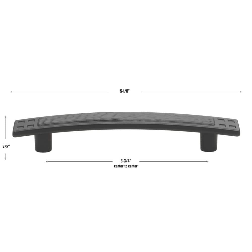 3-3/4 in. (57.15 mm) Center-to-Center Matte Black Hammered Mission Style Bar Pull (10-Pack ) - Hercitys