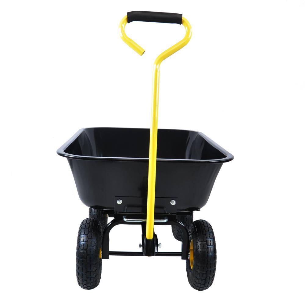 2.5 cu. ft. Metal Garden Cart with Steel Frame and 10 in. Pneumatic Tires 300 lbs. - Hercitys