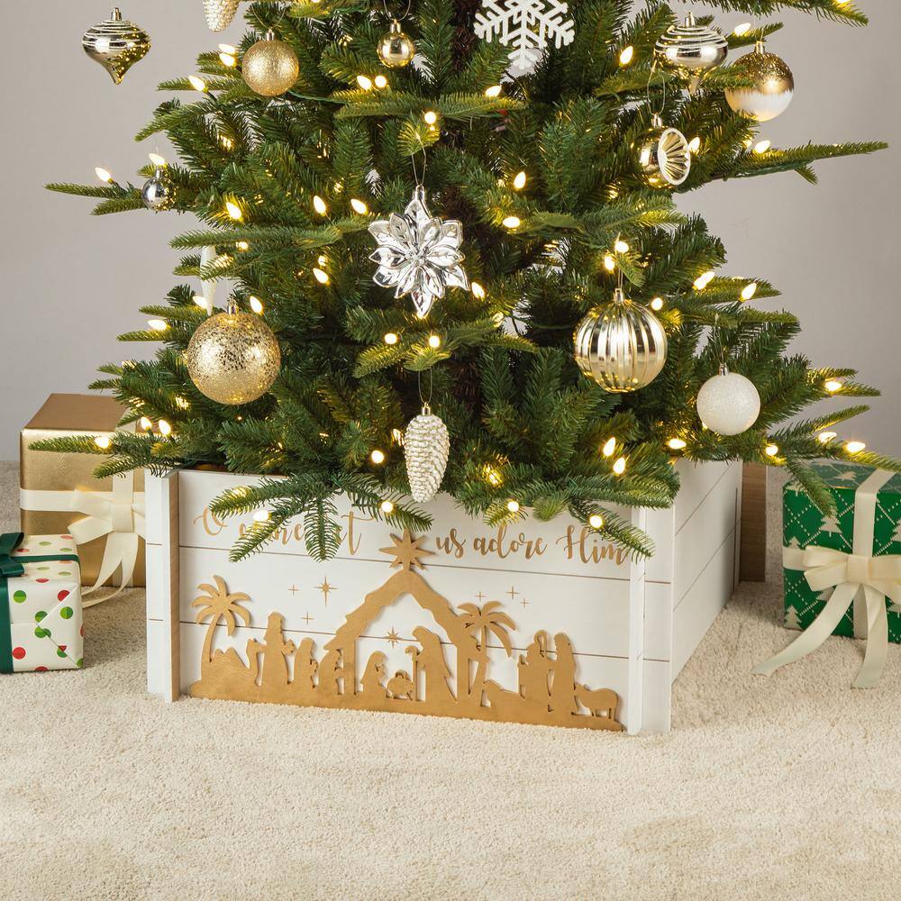 24 in. L Wooden Nativity Scene Tree Collar - Hercitys