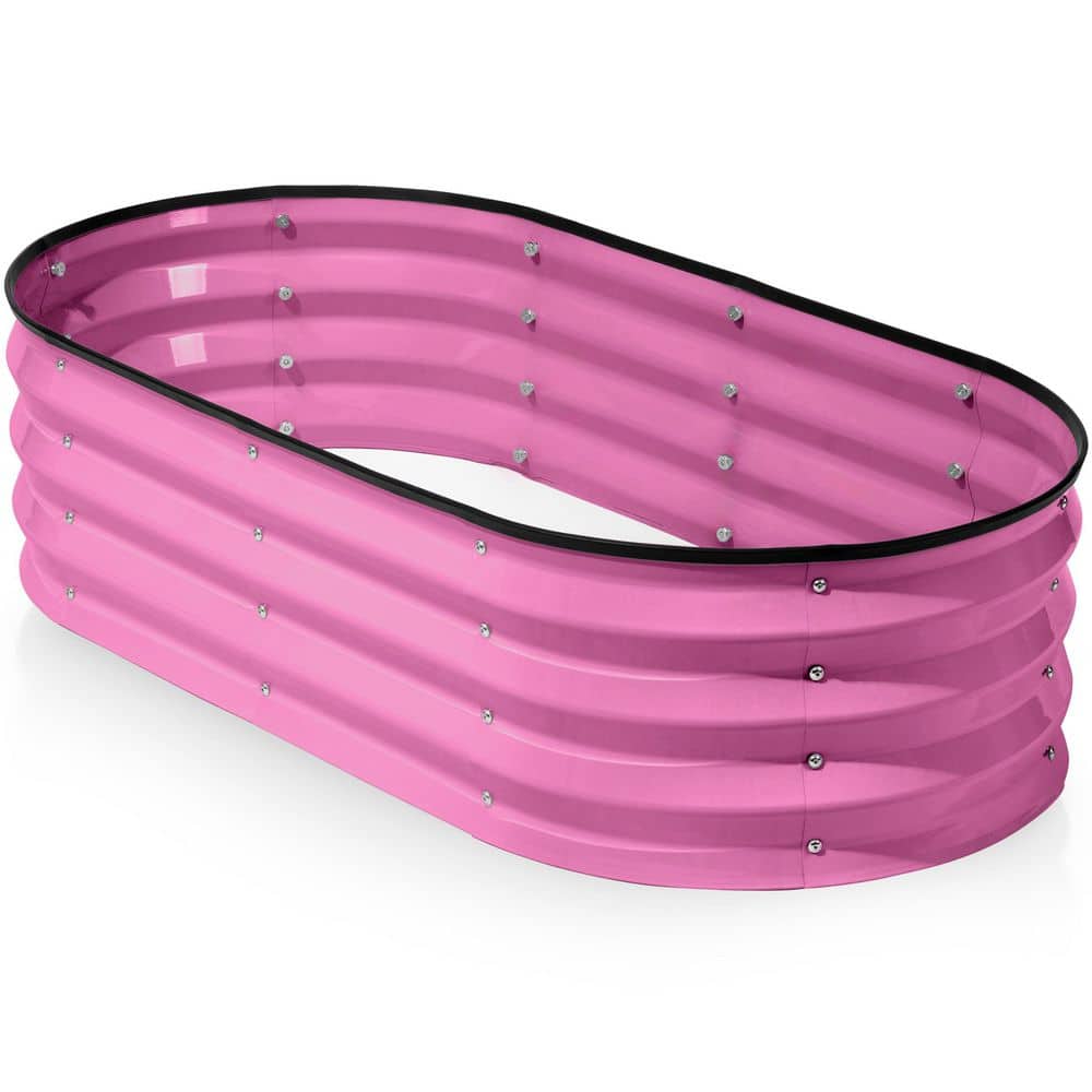 48 in. D x 24 in. W x 12 in. H Pink Large Metal Garden Box Raised Garden Beds - Hercitys