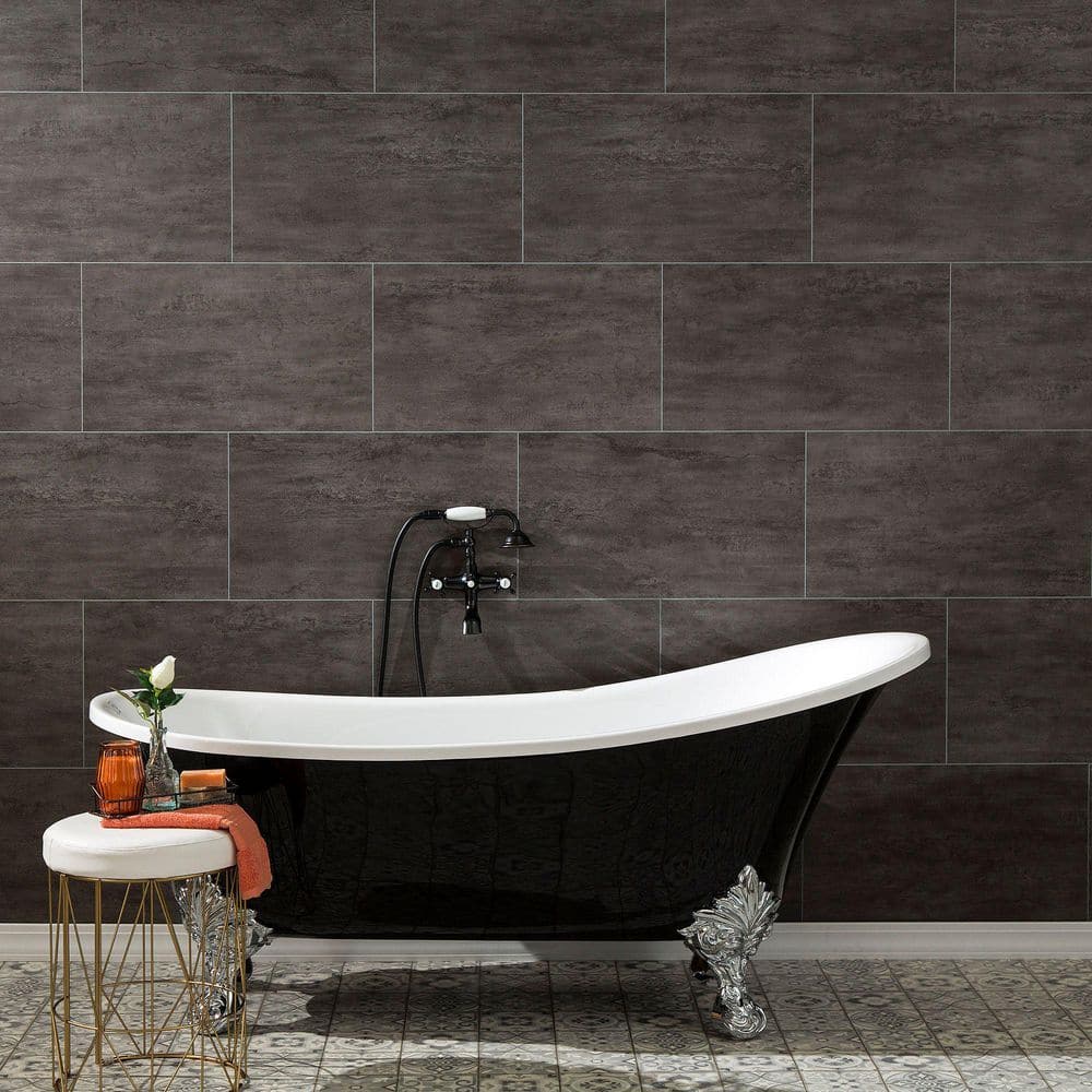 25.6 in. L x 14.8 in. W Ashen Slate No Grout Vinyl Wall Tile (21 sq. ft./case) - Hercitys