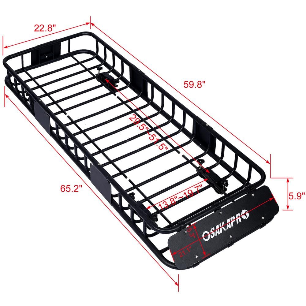 150 lbs. Capacity 64 in. Motoring Roof Rack Cargo Carrier with Steel Wind Fairing - Hercitys