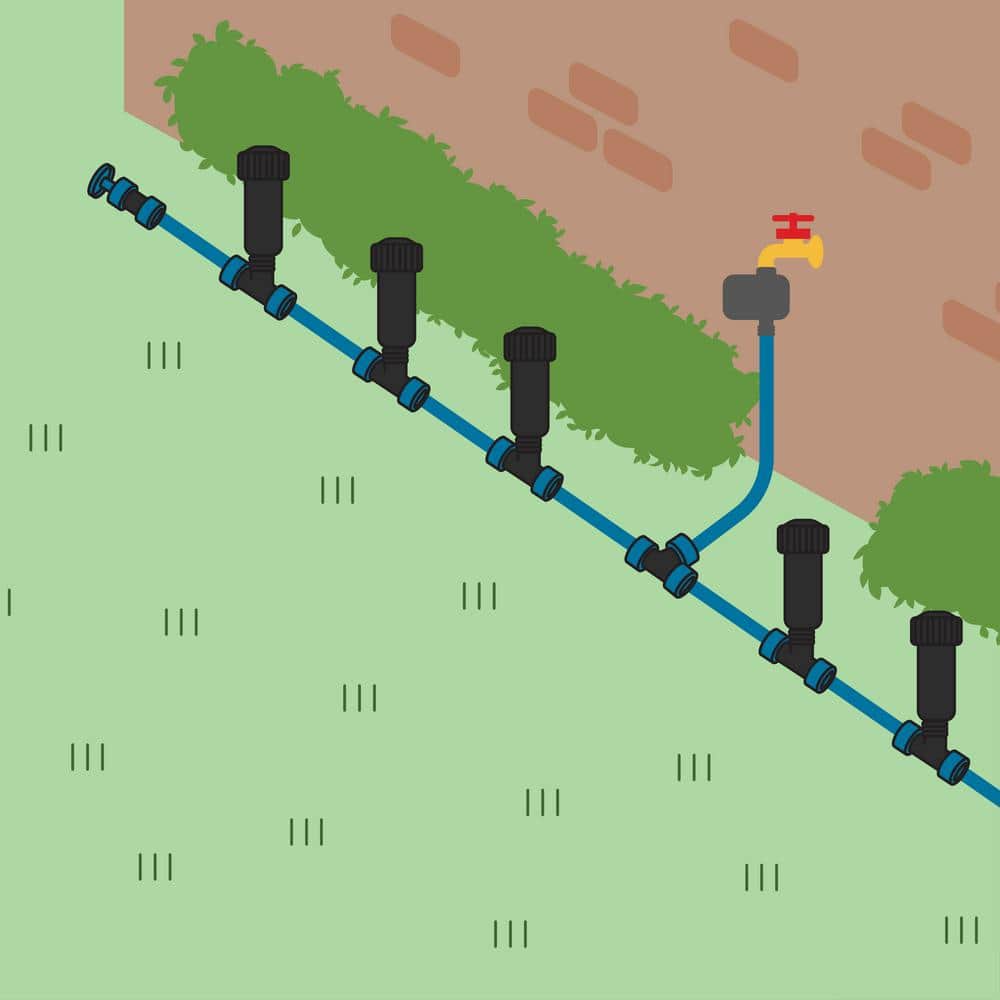 2-Zone In-Ground 1/2 in. Sprinkler System with Hose Faucet Timer - Hercitys