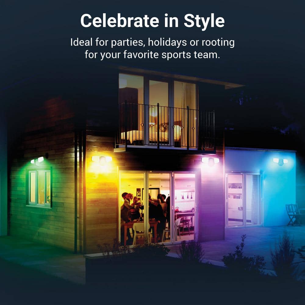 180-Watt equivalent 2400 Lumen 180° ESF WiZ Motion Flood Black Integrated LED Flood Light - Hercitys