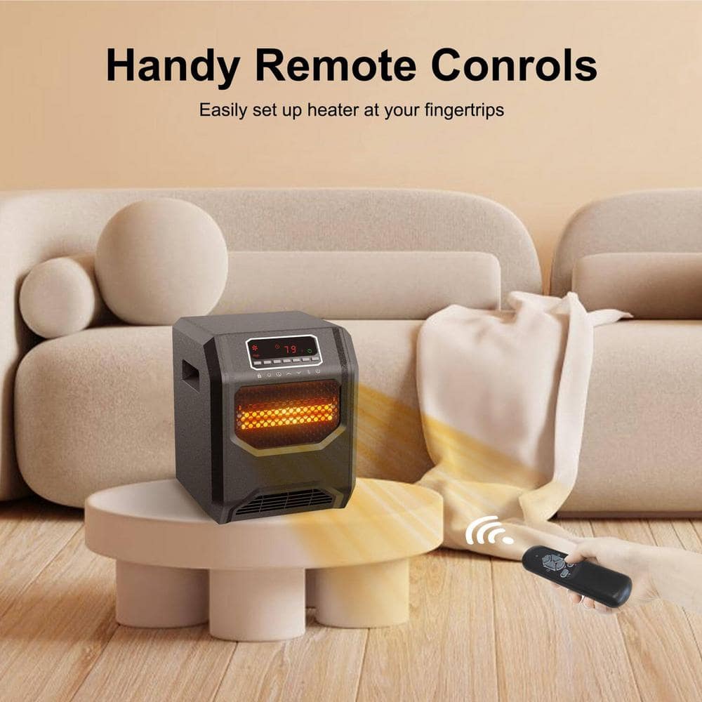 1500-Watt Electric 6 Element Compact Infrared Radiant Space Heater Electric in Black - Hercitys