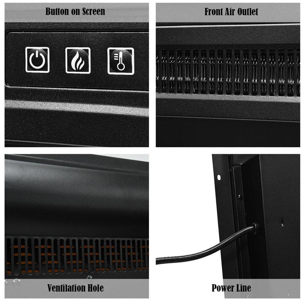 18 in. 1400-Watt Electric Fireplace Freestanding and Wall-Mounted Heater Log Flame Remote Black - Hercitys