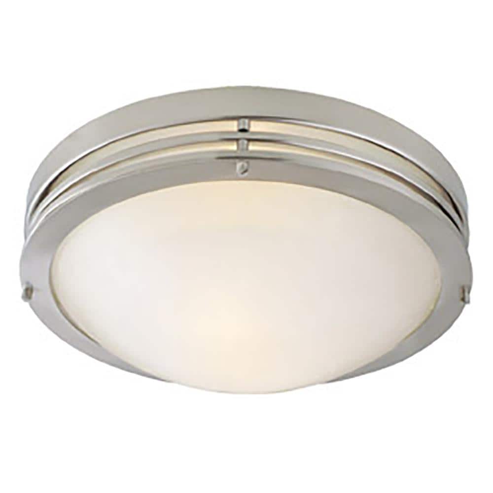 2-Light Satin Nickel Ceiling Light with Alabaster Glass - Hercitys