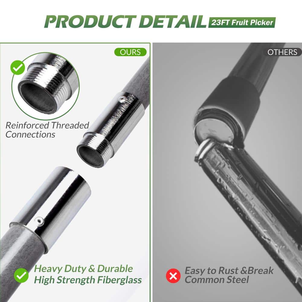 263.8 in. Stainless Steel Handle Fruit Picker - Hercitys