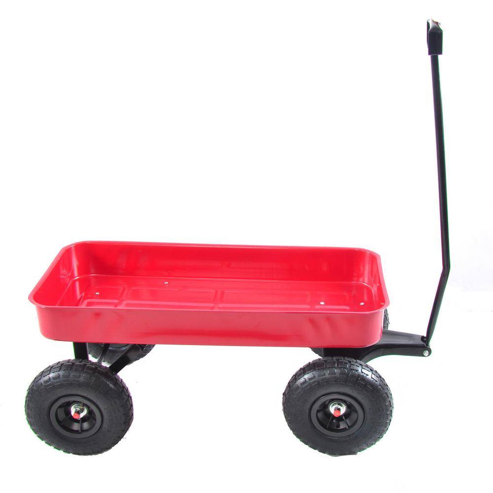 1.1 cu. ft. 176 lbs. Capacity Steel Frame Wagon Heavy-Duty Push Hand Dump Garden Cart with 10 in. Pneumatic Tires - Hercitys