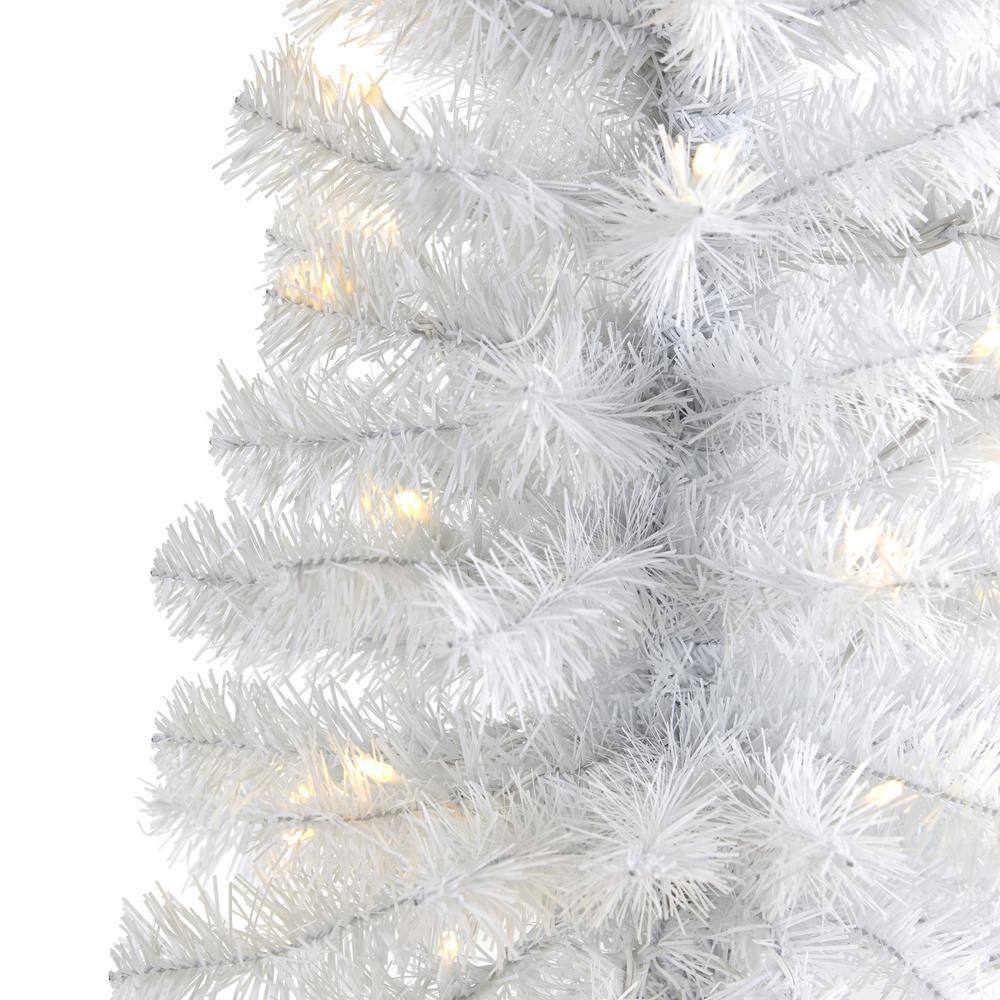 2 ft. Pre-Lit White Artificial Christmas Tree with 35 Battery Operated Clear LED Lights - Hercitys