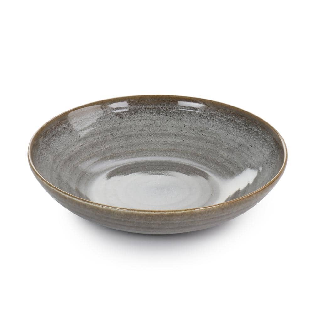 (12 Piece) Dreamweaver Round Earthenware Dinnerware Set in Gray - Hercitys