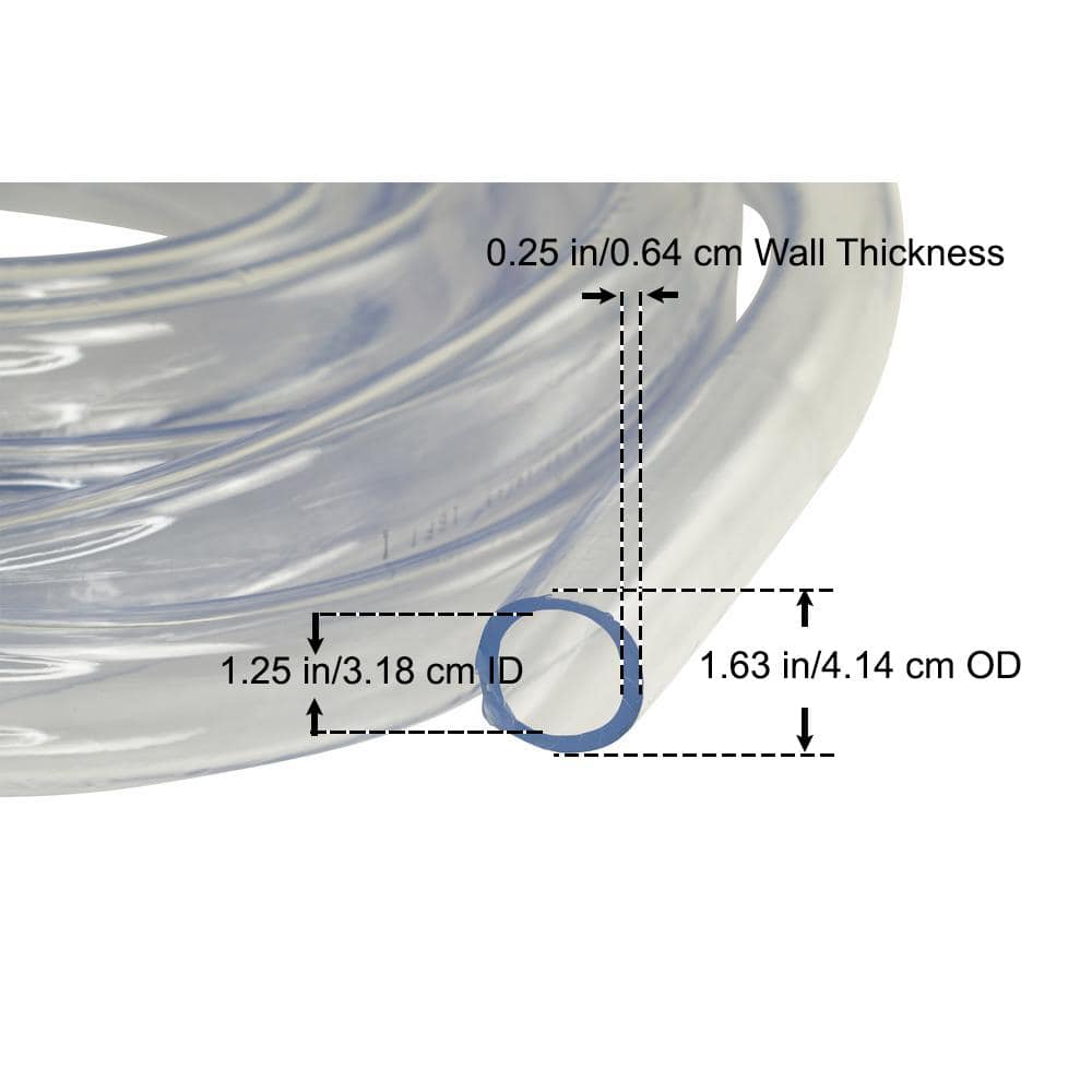 1-5/8 in. O.D. x 1-1/4 in. I.D. x 25 ft. PVC Clear Vinyl Tube - Hercitys