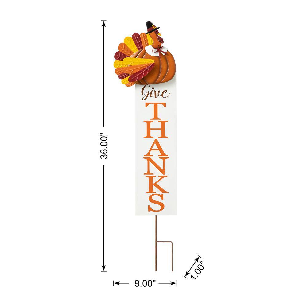 36 in. H Thanksgiving Metal Turkey “Give Thanks” Yard Stake - Hercitys
