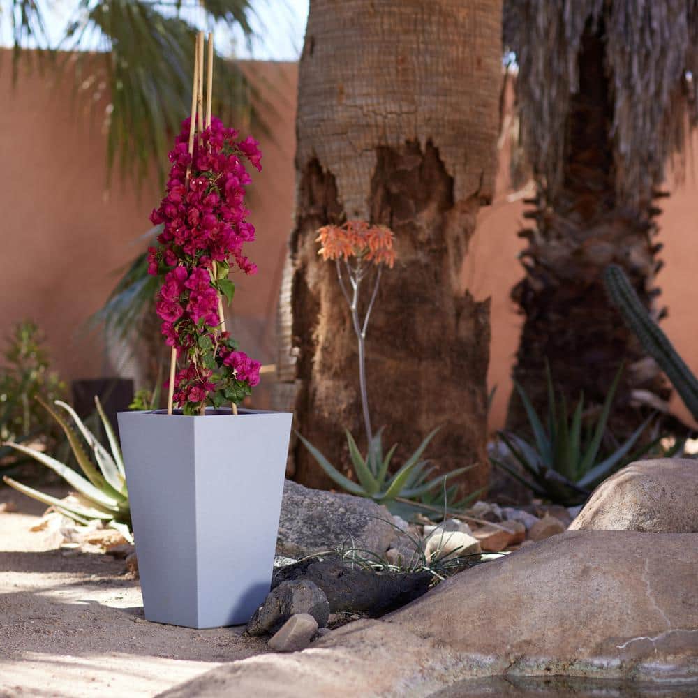 20 in. Finley Tall Square Resin Planter Heather Gray - Hercitys