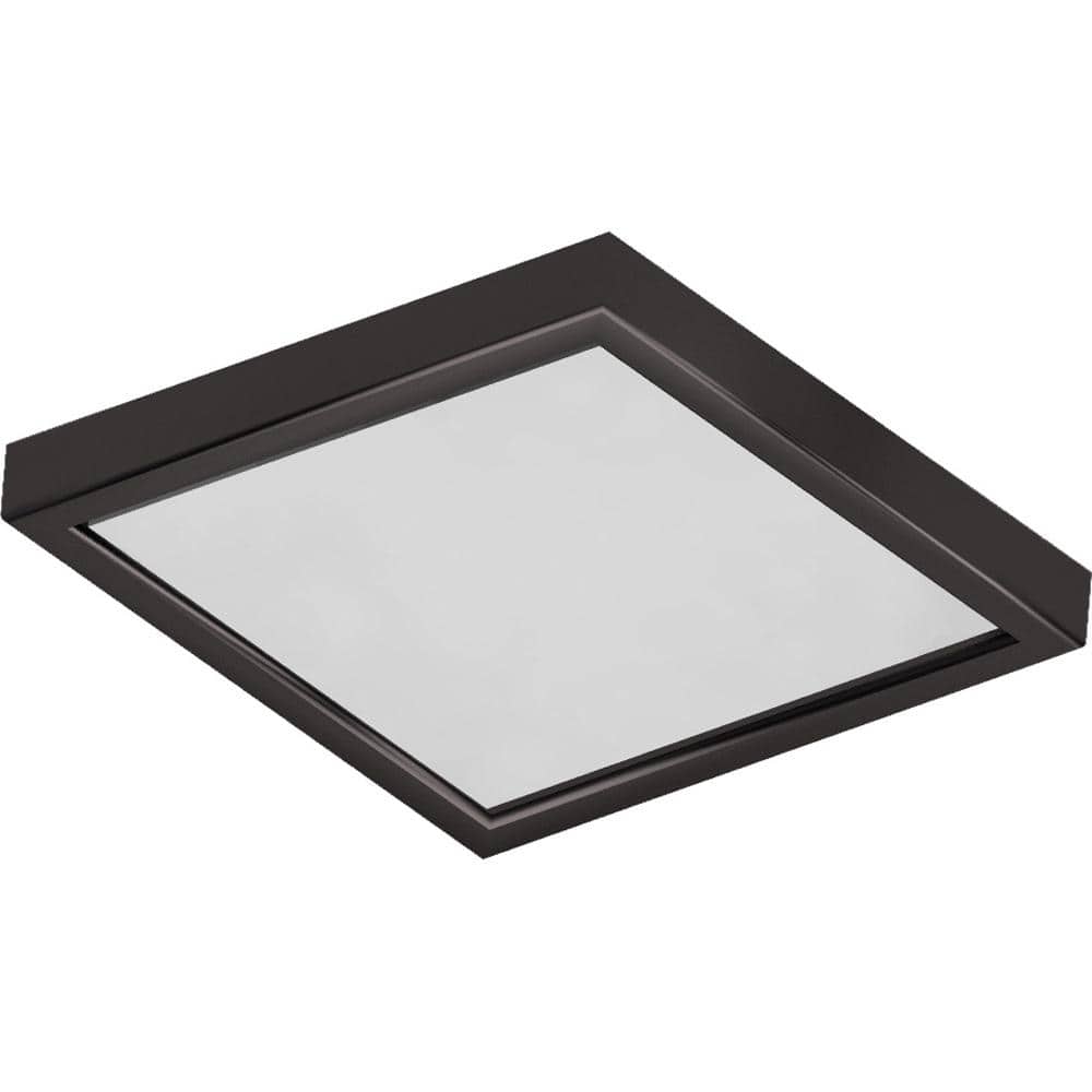 12 in. 1-Light Antique Bronze LED Indoor Square Ceiling Flush Mount/Wall Mount Sconce with White Acrylic Square Lens - Hercitys