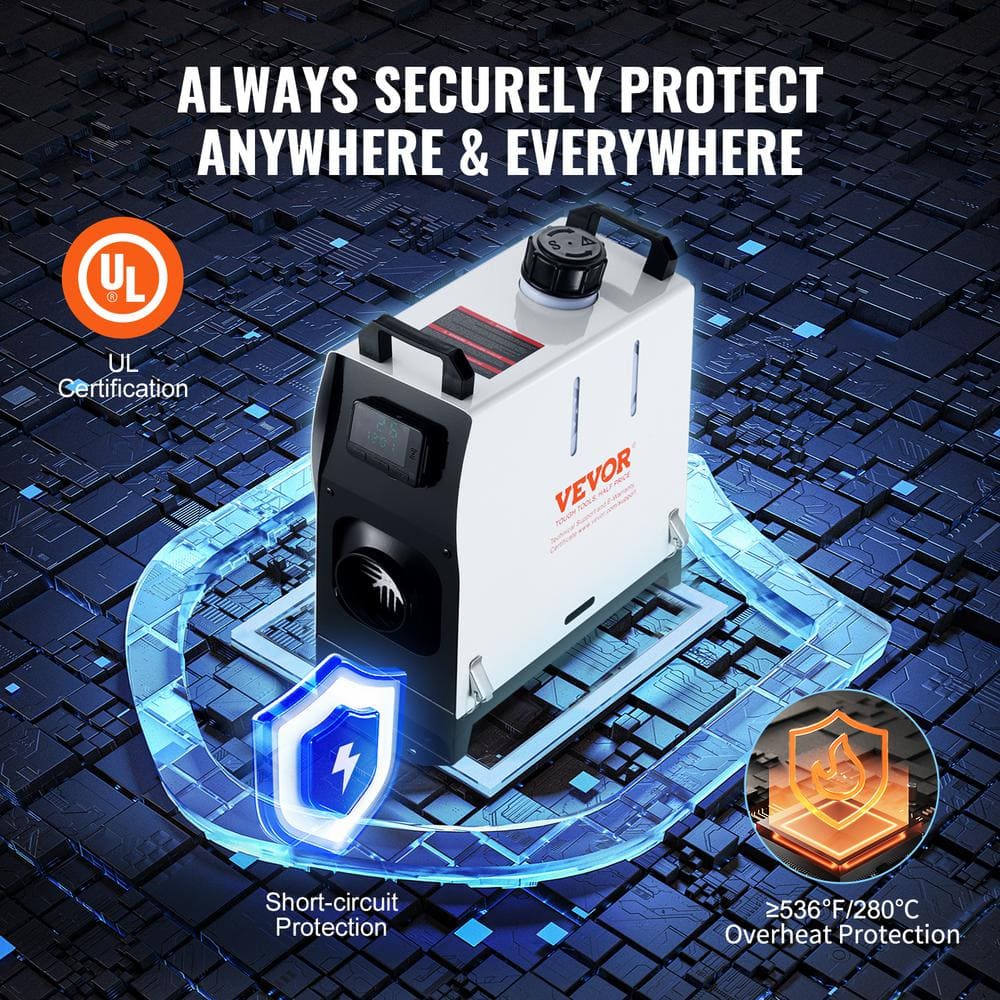 5-8KW Diesel Heater 27297 BTU Diesel Heater All-in-One with Remote Control and LCD Screen Fast Heating Space Heater - Hercitys