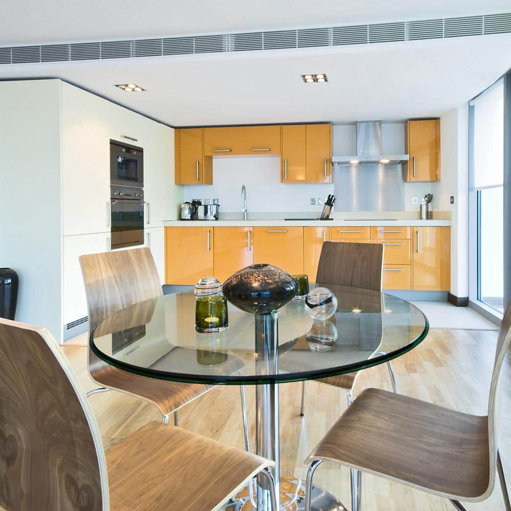 20 in. Clear Round Glass Table Top, 1/2 in. Thickness Tempered Ogee Edge Polished - Hercitys