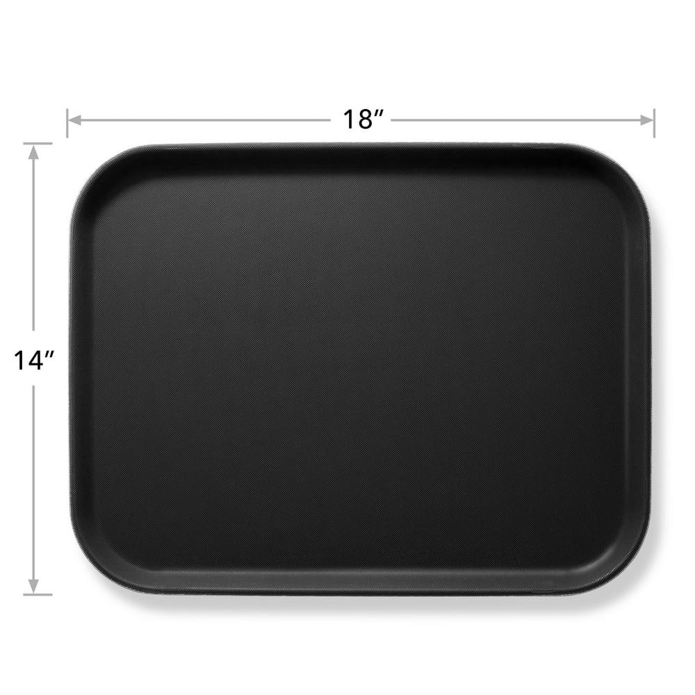 14 in. x 18 in. x .75 in. Rectangular Plastic Non-Slip Serving Trays, Black – NSF Food Service (Set of 2) - Hercitys