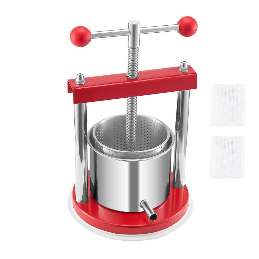 1.65 L Fruit Wine Press, 2 Stainless Steel Barrels, Manual Cider and Juice Maker, T-Handle, Outdoor and Home Use - Hercitys