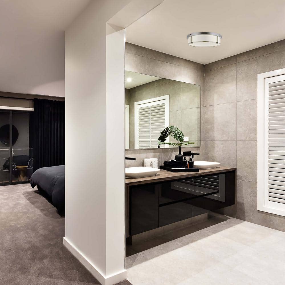 18 in. 1-Light Round Brushed Nickel Selectable LED Selectable CCT 3000K, 4000K, 5000K Flush Mount Light - Hercitys