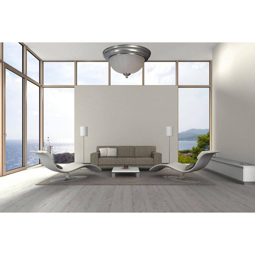 11 in. Brushed Nickel Flush Mount Fixture Frosted Glass Shade (4-Pack) - Hercitys