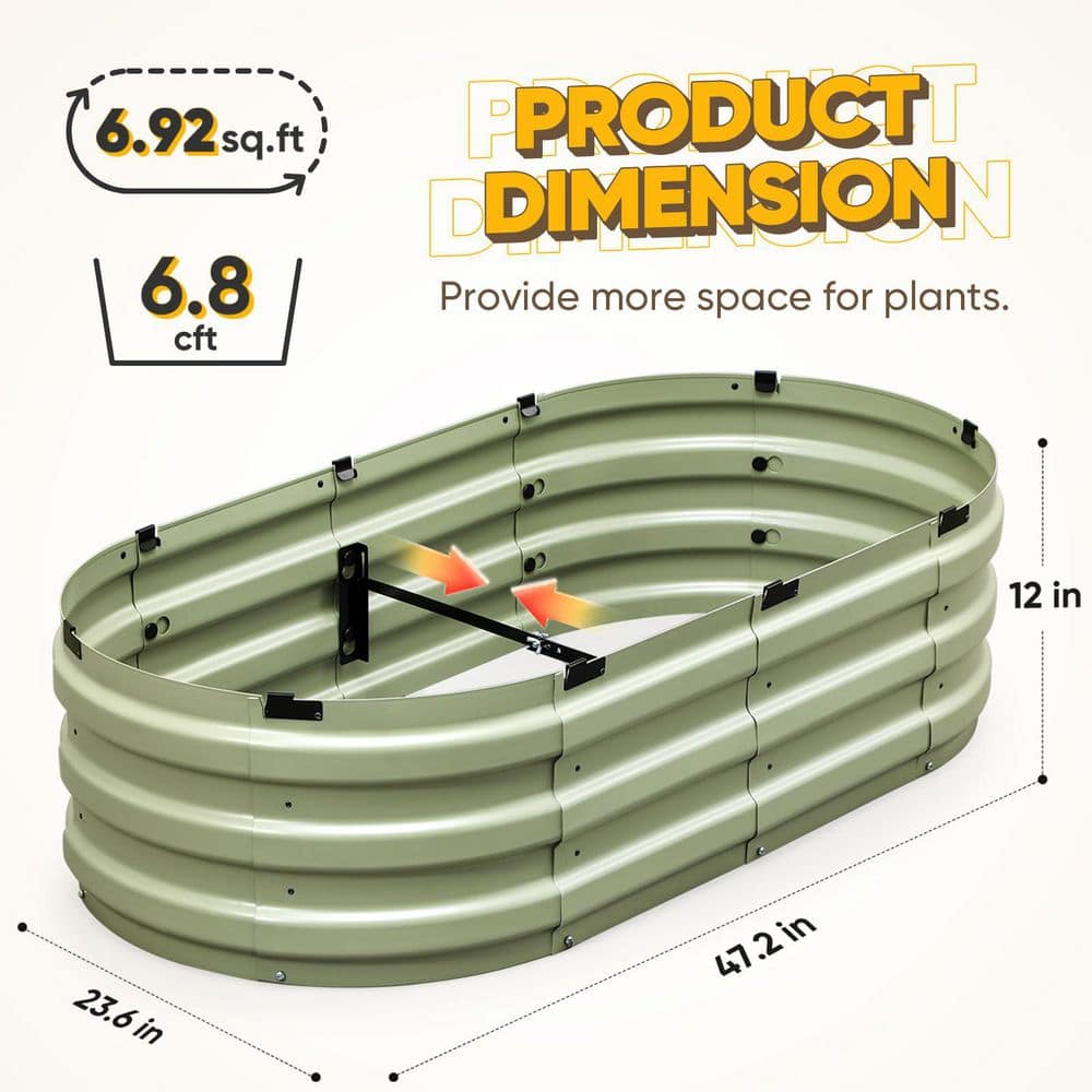 47 in. L x 24 in. W x 12 in. H Metal Planter Raised Garden Bed（Olive Green） - Hercitys