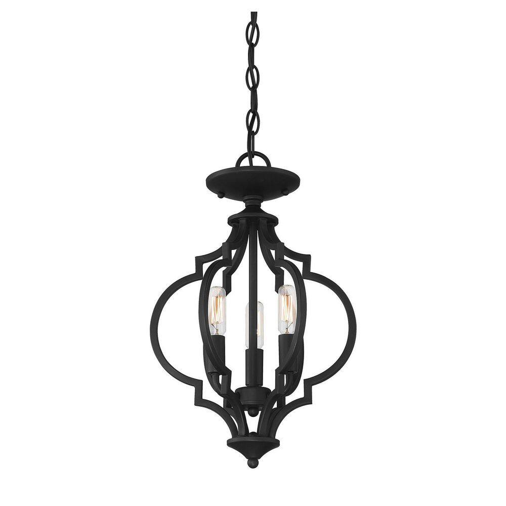 11 in. W x 16 in. H, 3-Light Matte Black Semi- Flush Mount Ceiling Light - Hercitys