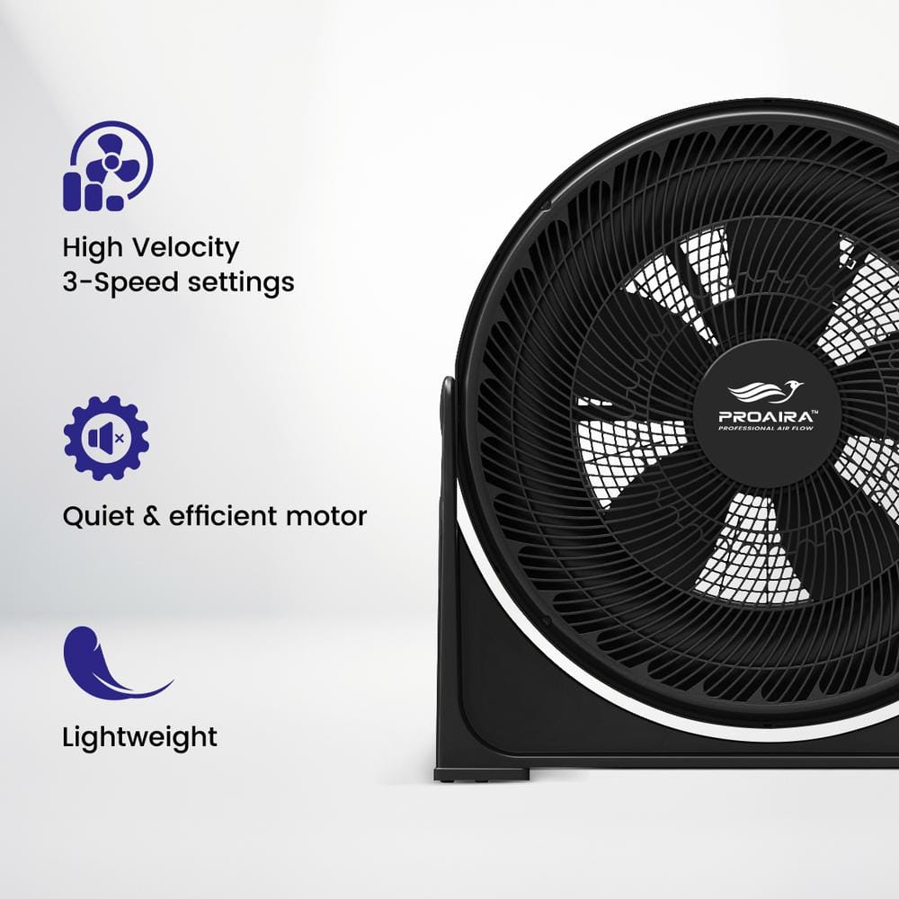 20 in. 3 Speed Control Box Fan in Black - Hercitys