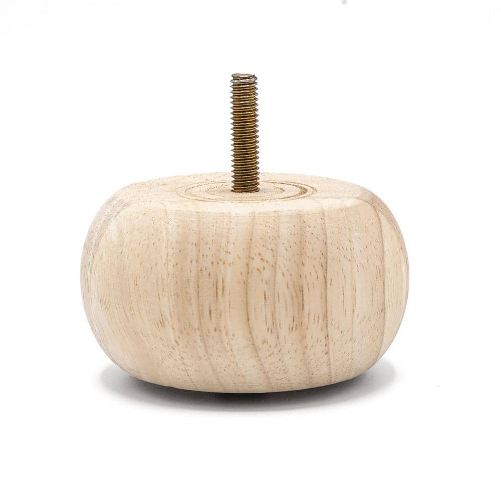 1-7/8 in. x 3-5/8 in. Unfinished Solid Hardwood Round Bun Foot (4-Pack) - Hercitys