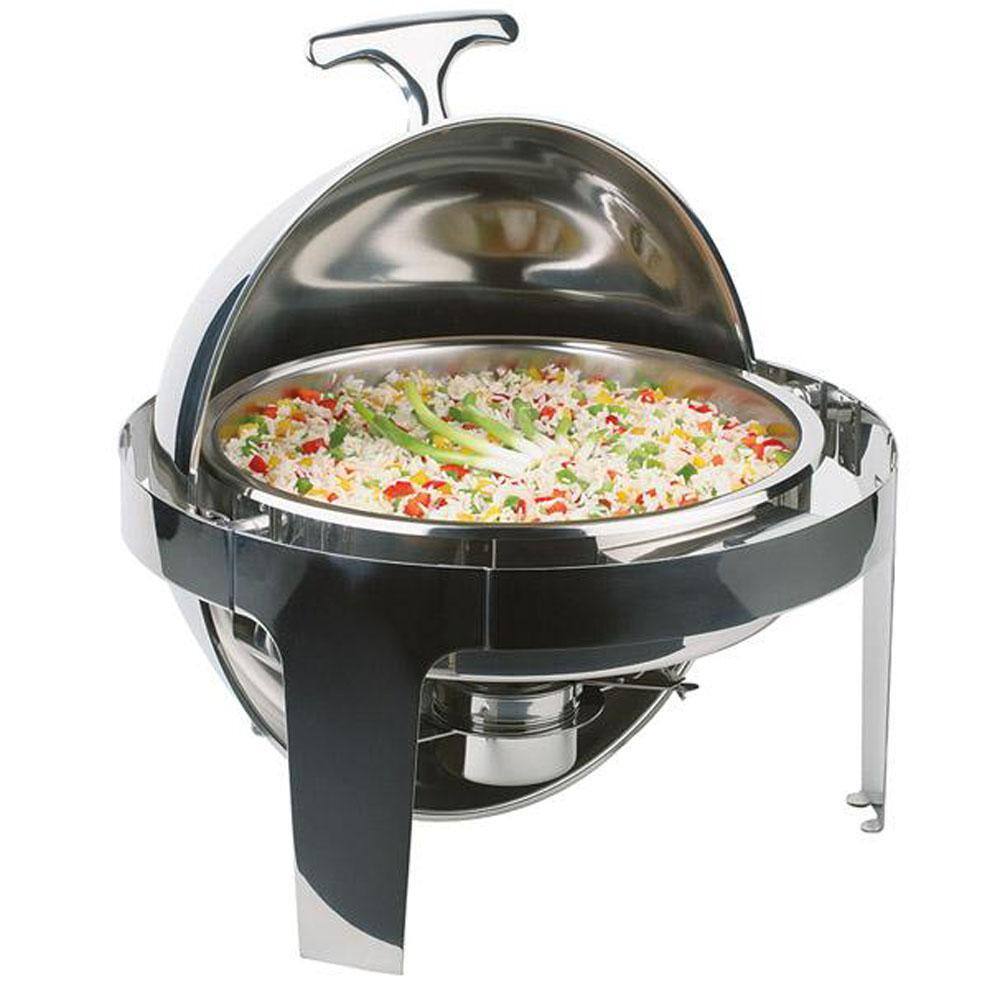 5.4 qt. Round Stainless Steel Roll Top Chafer Chafing Dish Set - Hercitys