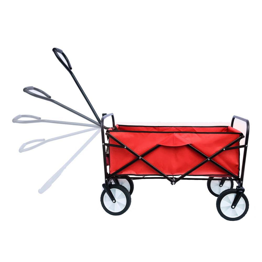 3 cu. ft. Red Folding Wagon Steel Garden Cart - Hercitys