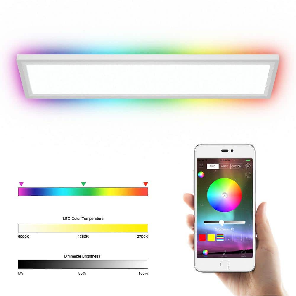 23.5 In. RGB Integrated LED Flush Mount Ceiling Light with Remote Control(1-Pack) - Hercitys