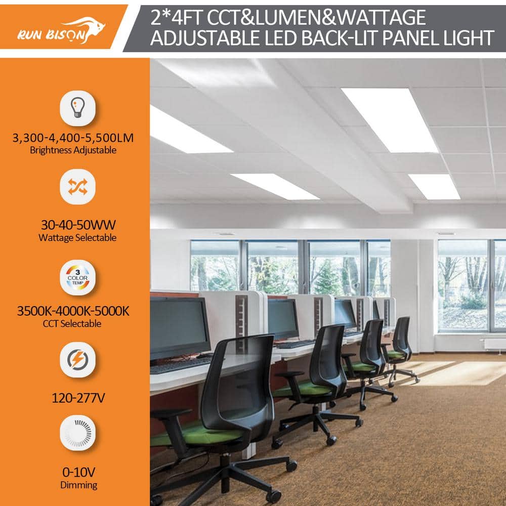 4-PACK 48in 3300/4400/5500 Lumens Dimmable Integrated LED Flush Mount Light Panel Light 30/40/50-Watt 3500/4000/5000K - Hercitys