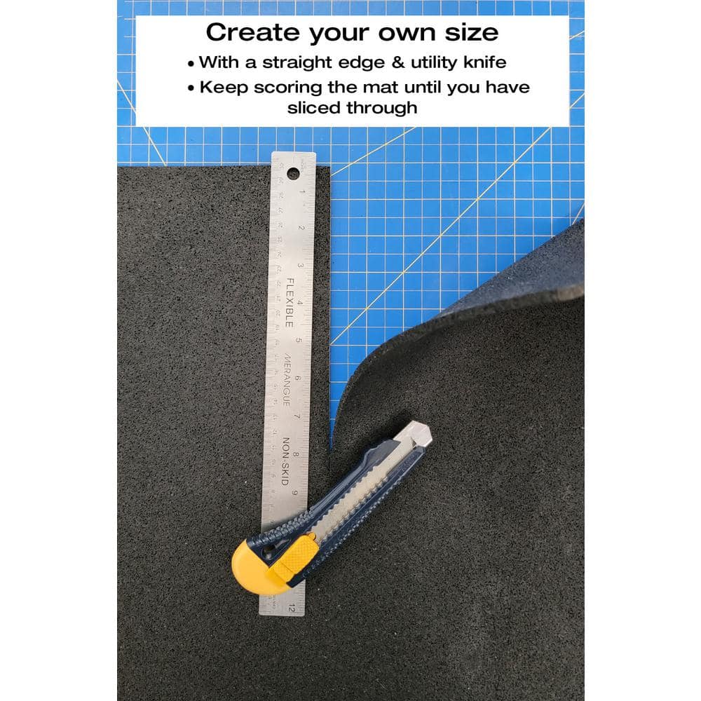 4 ft. x 6 ft. x 0.118 in. Black Rubber Fitness Utility Mat (24 sq. ft.) - Hercitys