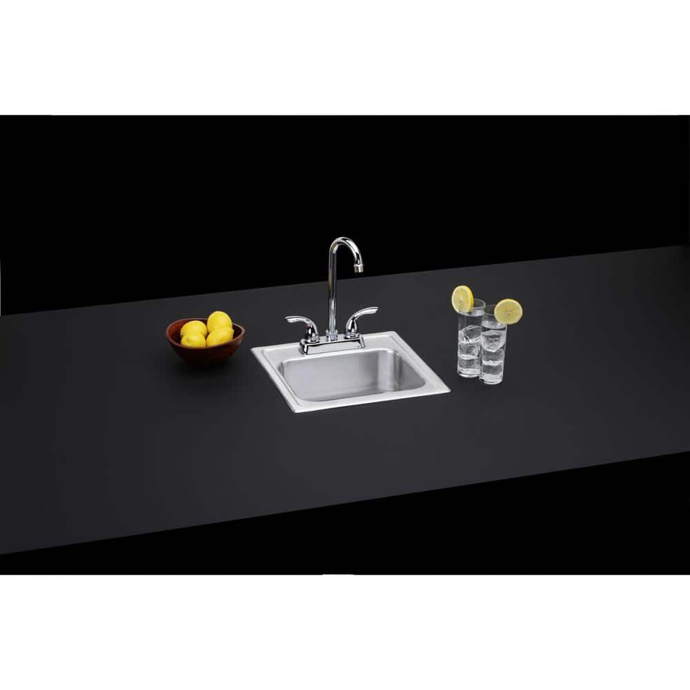 15 in. Drop-in Single Bowl 20-Gauge Durable Satin Stainless Steel Kitchen Sink Kit w/ Faucet - Hercitys