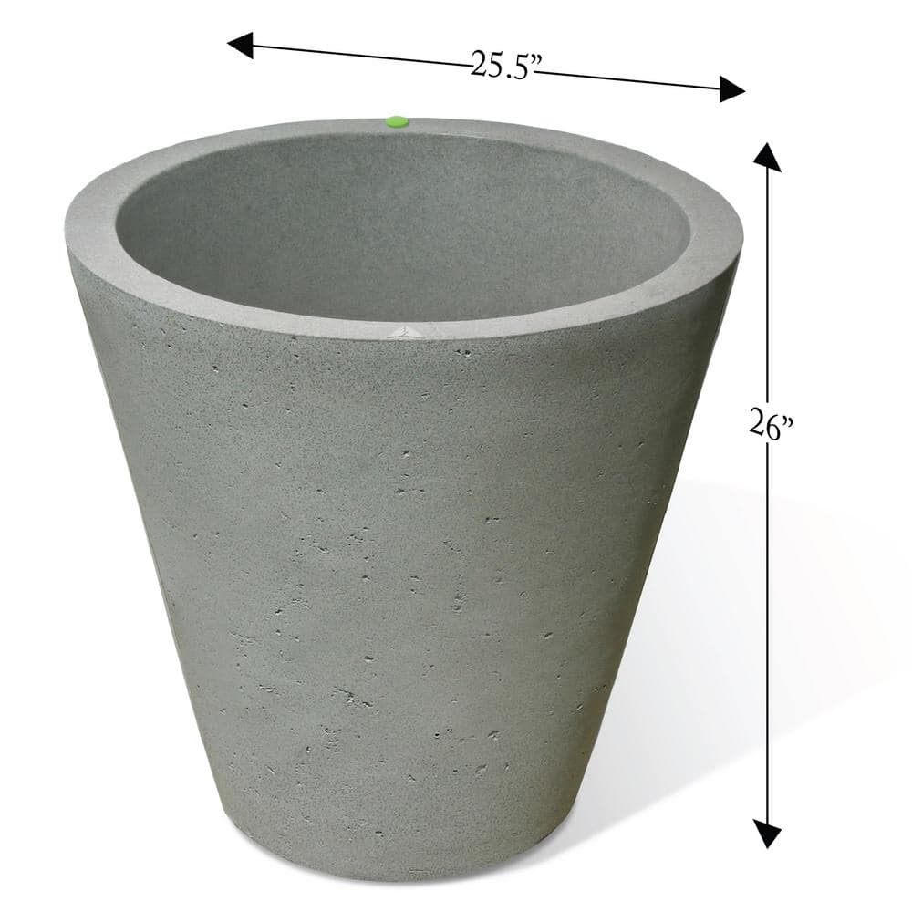 26.5 in. H x 26 in. Taupestone Concrete Texture Crete Polyethylene Self-Watering Planter - Hercitys