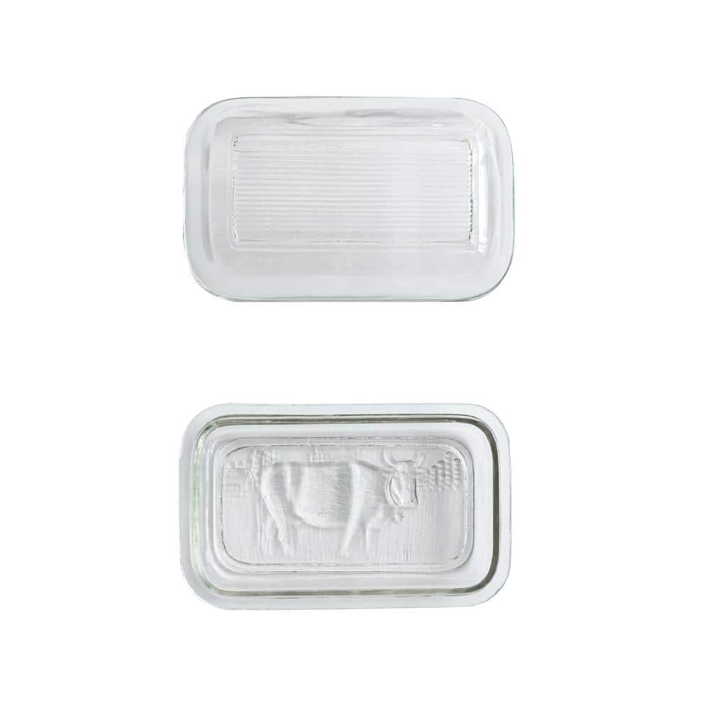 4 oz. Clear Embossed Glass Butter Dish (Set of 1) - Hercitys