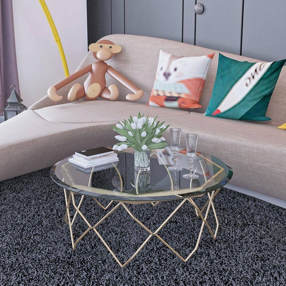 35.8 in. Round 0.47 in. Thick Tempered Glass Table Top with Beveled Polished Edge, Clear - Hercitys