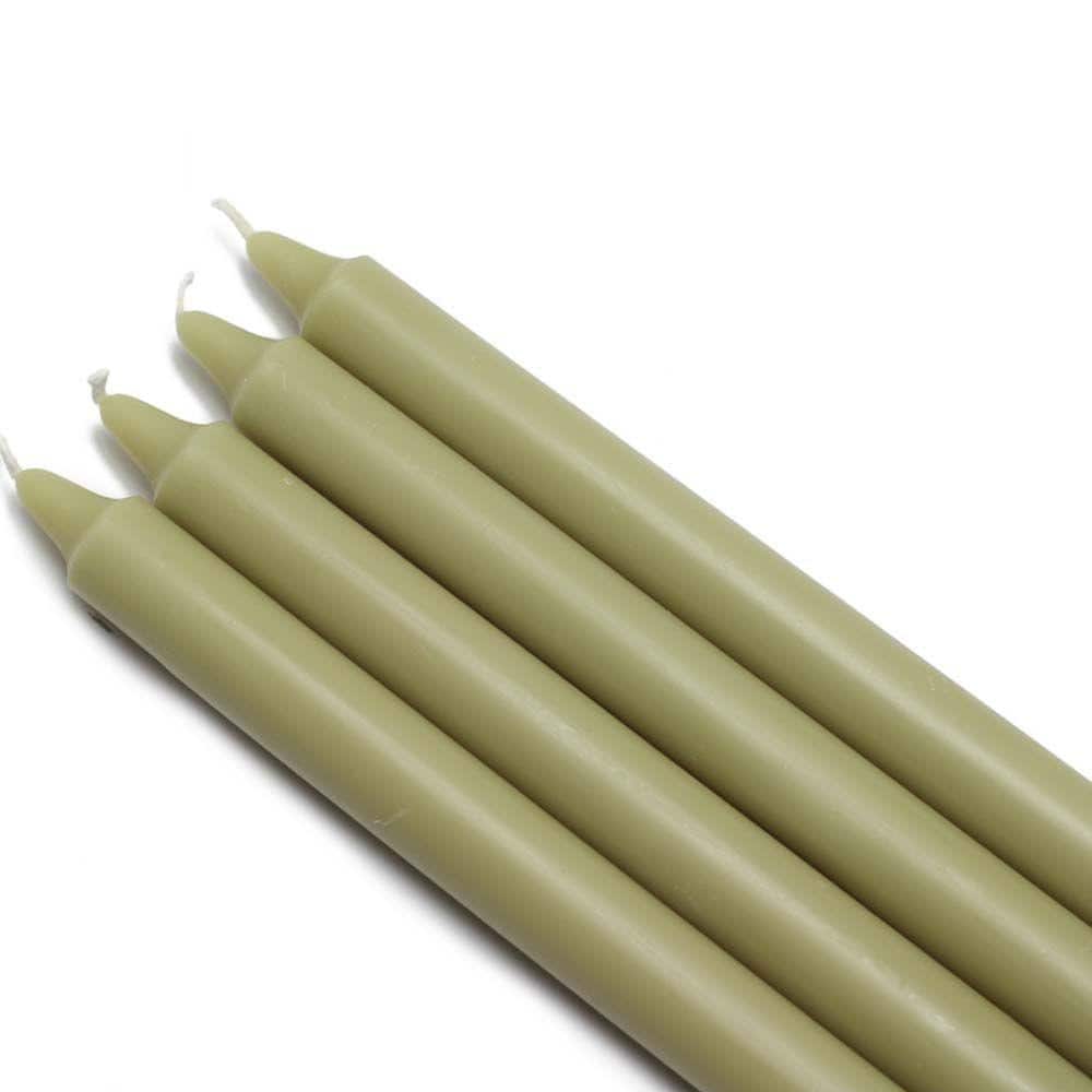 10 in. Sage Green Straight Taper Candles (12-Set) - Hercitys