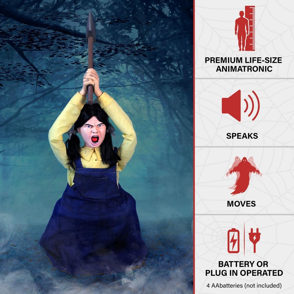 4 ft. Axe Me Something by Tekky, Premium Halloween Animatronic - Hercitys