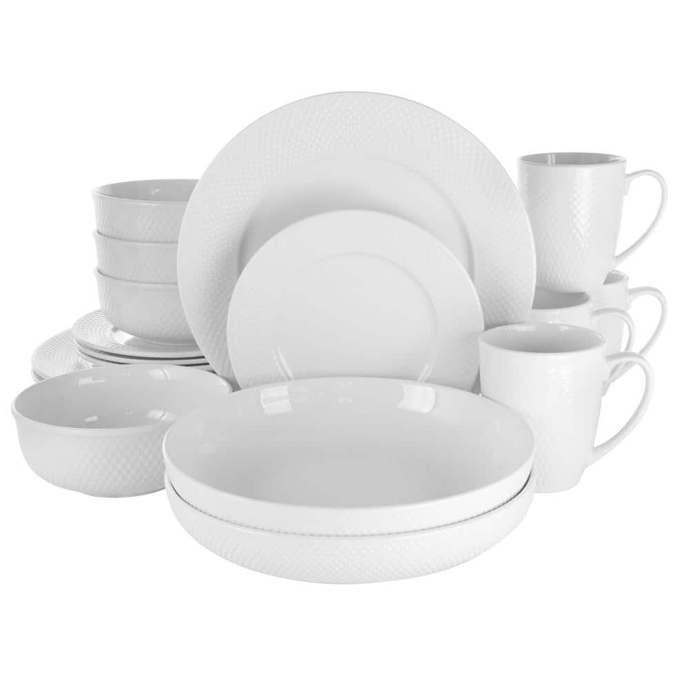 18-Piece Maisy White Porcelain Dinnerware Set (Service for 4) - Hercitys